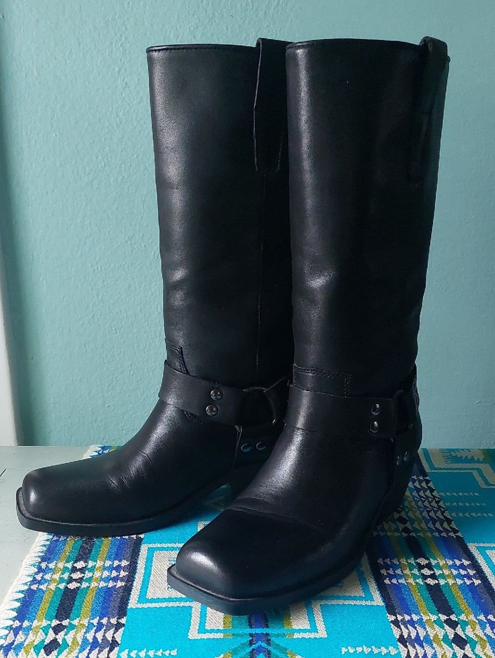 Steve Madden Black Tall Leather Moto Boots